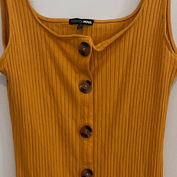 Fashion Nova Mustard Yellow Ribbed bodycon dress - Picture 2 of 4